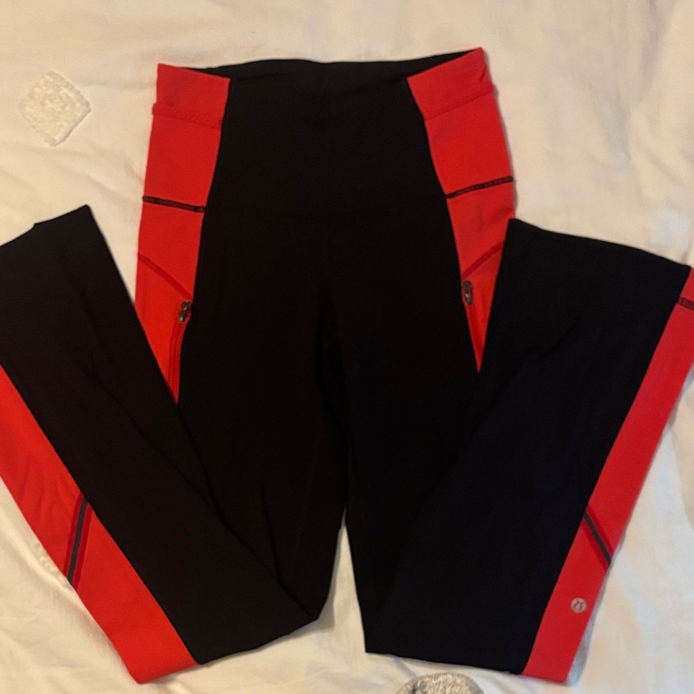lululemon athletica Red and Black Leggings